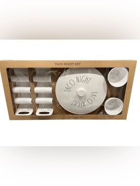 Rae Dunn Taco Night Set 100% Melamine Taco Holder Tortilla Holder Topping Bowl